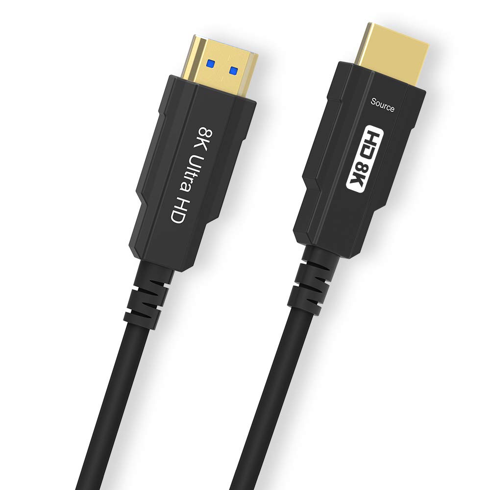 8K Optic HDMI 2.1 Cable Real UHD HDR 8K 48Gbps 8K@60Hz 4K@120Hz HDMI Cable de Fibra Compatible con HDCP2.2 3D para HDMI PS4 SetTop Box HDTVs Proyectores(15m 50ft)