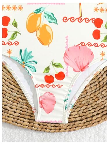 Floerns Toddler Girl's Fruit Plant Print One Piece Swimsuit Spaghetti Strap Bathing Suit4