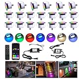 FVTLED 埋め込み型LEDデッキライトキット Φ1.77 低電圧 WiFi Pixel RGBW + IC デッキ照明 Alexa/Google Home対応 IP67防水 屋外ステップライト DC12V 庭、階段、階段用 (20個パック、ブラック)