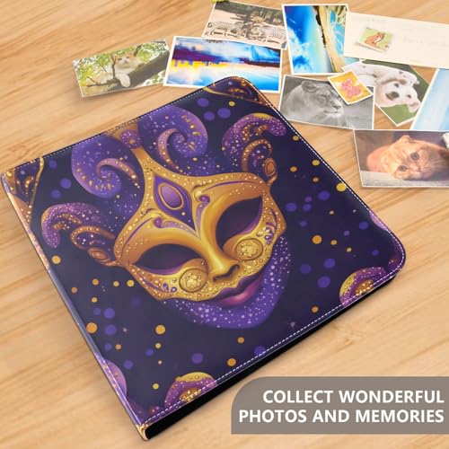 Álbum de fotos autopegable DIY Scrapbook Album con diseño de máscara de carnaval y encuadernador de 3 anillos, 40 páginas de 8x10 pulgadas para recuerdos miniatura 5