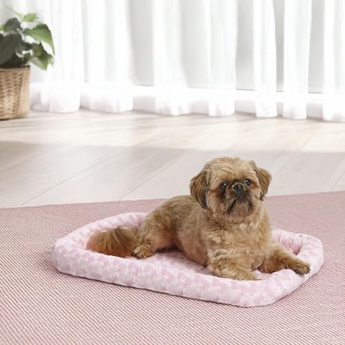 MidWest Homes for Pets - QuietTime Fashion Hundebett - Kunstfell-Randpolster in Rosa, ultraweich und maschinenwaschbar, für 61 cm große Käfige und Boxen, für kleine Hunderassen