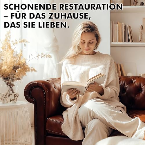STARTSO WORLD Leder Reparatur Set Medium Braun mit Lederfett, 200ml Flüssigleder, Lederfarbe, Lederpflege Auto, Leder- & Vinyl-Reparaturset für Möbel, Couchen, Sofas, Autositze, Schuhe