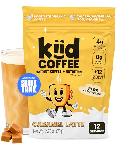 Kiid Coffee - 99.9% Caffeine-Free Organic Coffee for Kids - As Seen on Shark Tank - 12 Vitamins & Minerals, 4g Prebiotics, 0g Sugar - Non-GMO &...