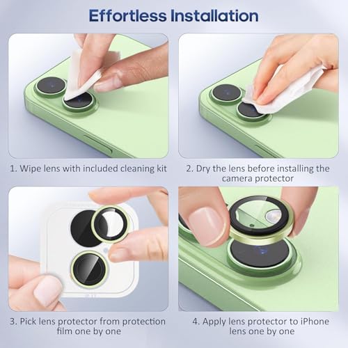 Image of for iPhone 17 Camera Lens Protector Original Individual Lens Screen Protector | 9H Hardness, Scratch-Resistant, Case Friendly (Green)
