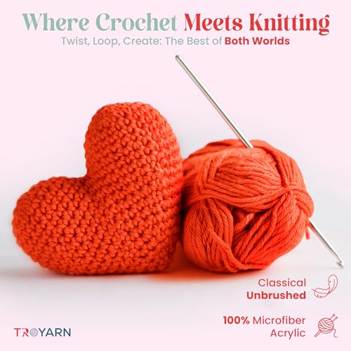 Image of TROYARN Summer (4- Skeins Pack) Silk Effect Hand Knitting Yarn Crochet Art Lace Craft 100% Microfiber Acrylic 4x100 gr (4x383 yds) (105037 - Orange)