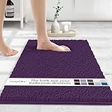 MAYSHINE 20x32 Inches Non-Slip Bathroom Rug Shag Shower Mat Machine-Washable Bath Mats with Water Absorbent Soft Microfibers of Plum