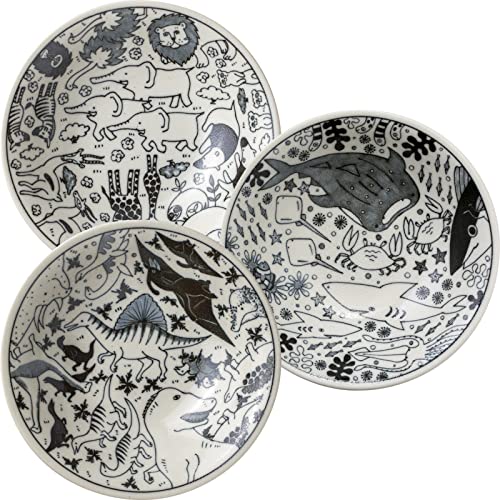 みのる陶器 美濃焼 いきものずかん 170浅鉢 3柄セット