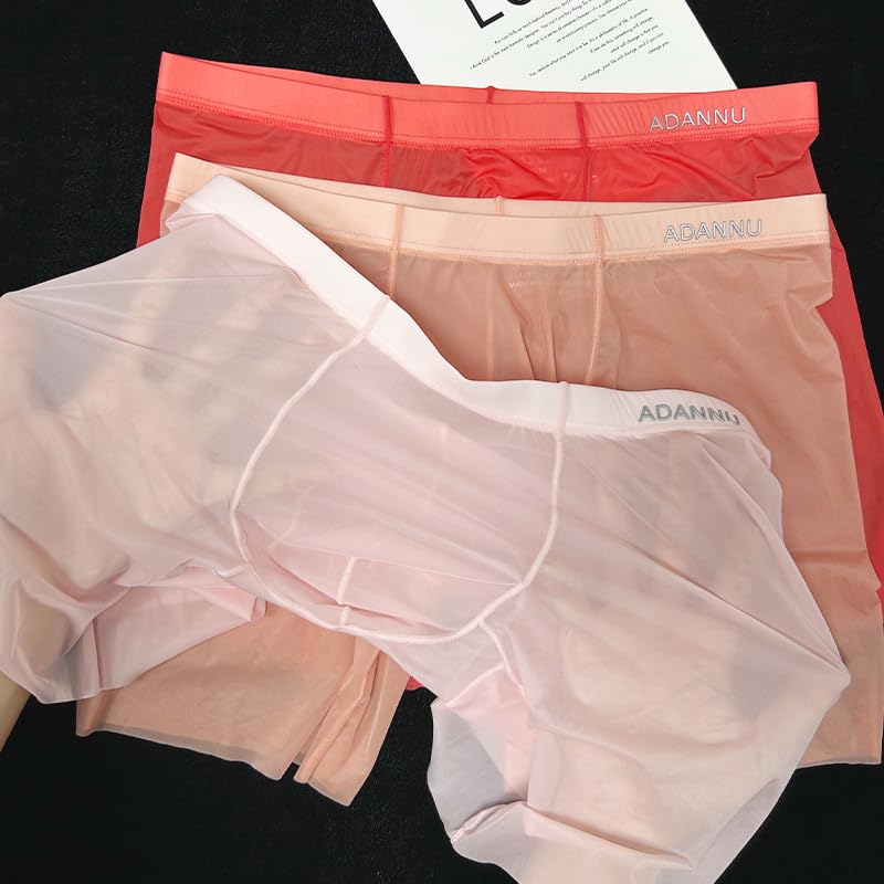 Meshal Men's Trunks Underwear Comfortable Sexy Low Rise Bulge Pouch Boxer Briefs See-Through4