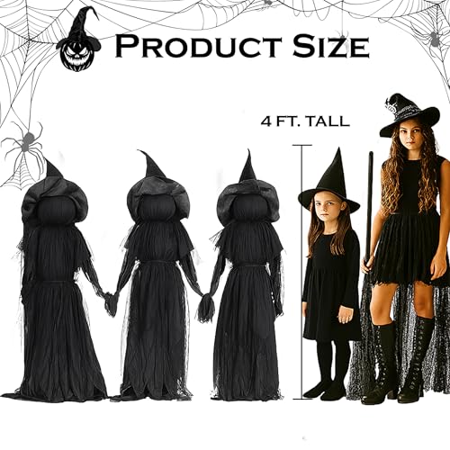 Evergreen Set of 3 LED Black Halloween Witches with Hats Stakes の商品画像 2