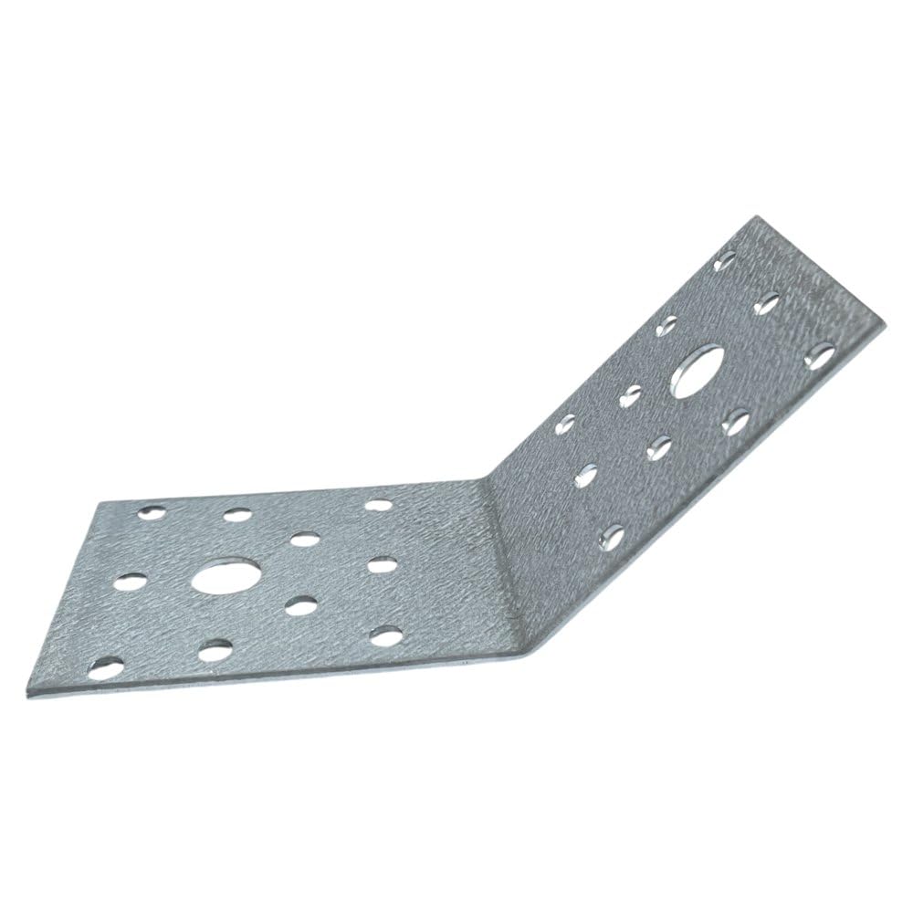 Conector angular de 2,5 mm – 100 unidades de conectores de madera de metal 70 x 70 x 55 mm – Ángulo de metal 135 grados conector pequeño – Ángulo de montaje ángulo de construcción galvanizado