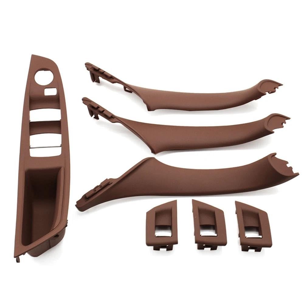 HLWXMDZ for F10 F11 F18 520 523 525 528 51417225865 LHD Car Inner Passenger Door Panel Handle Pull Trim Cover (LHD Redbrown 7pcs)