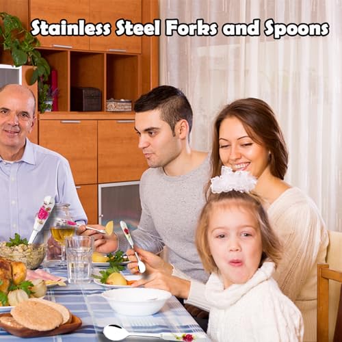 Xlehoely XLEHOELY0911 14 Pcs Dessert Forks And Spoons Silverware Set,Stainless Steel Cutlery Forks,Mini Coffee Spoons Pastry Forks thumb #4