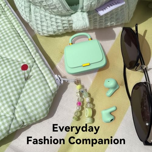Image of ANCwear Sage Green Mini Purse Earbuds for Girls, Matcha Cute Ear Buds with Handbag Charging Case, Bead Chain, DIY Stickers, Bluetooth 5.3, 22H Battery Life, Aesthetic Gift Earbuds for Women Teens