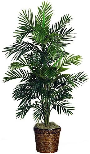 Nearly Natural 5263-0308 56in. Areca Palm Silk Tree with Basket,Green,10" x 10" x 48"