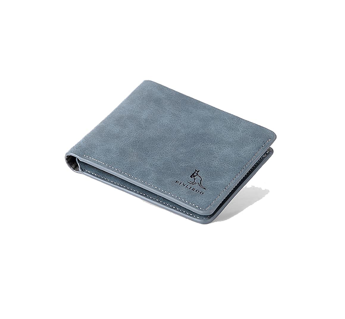 PU Leather Folding Wallet, Wallet For Men, Slim Wallet, Men's Bi-fold Wallet, Multi-card Wallet, Frosted Texture Wallet, Blue, Life