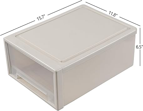Large Stackable Storage Drawers, 18 Quart Plastic Stacking Drawer Units, 4 Packs