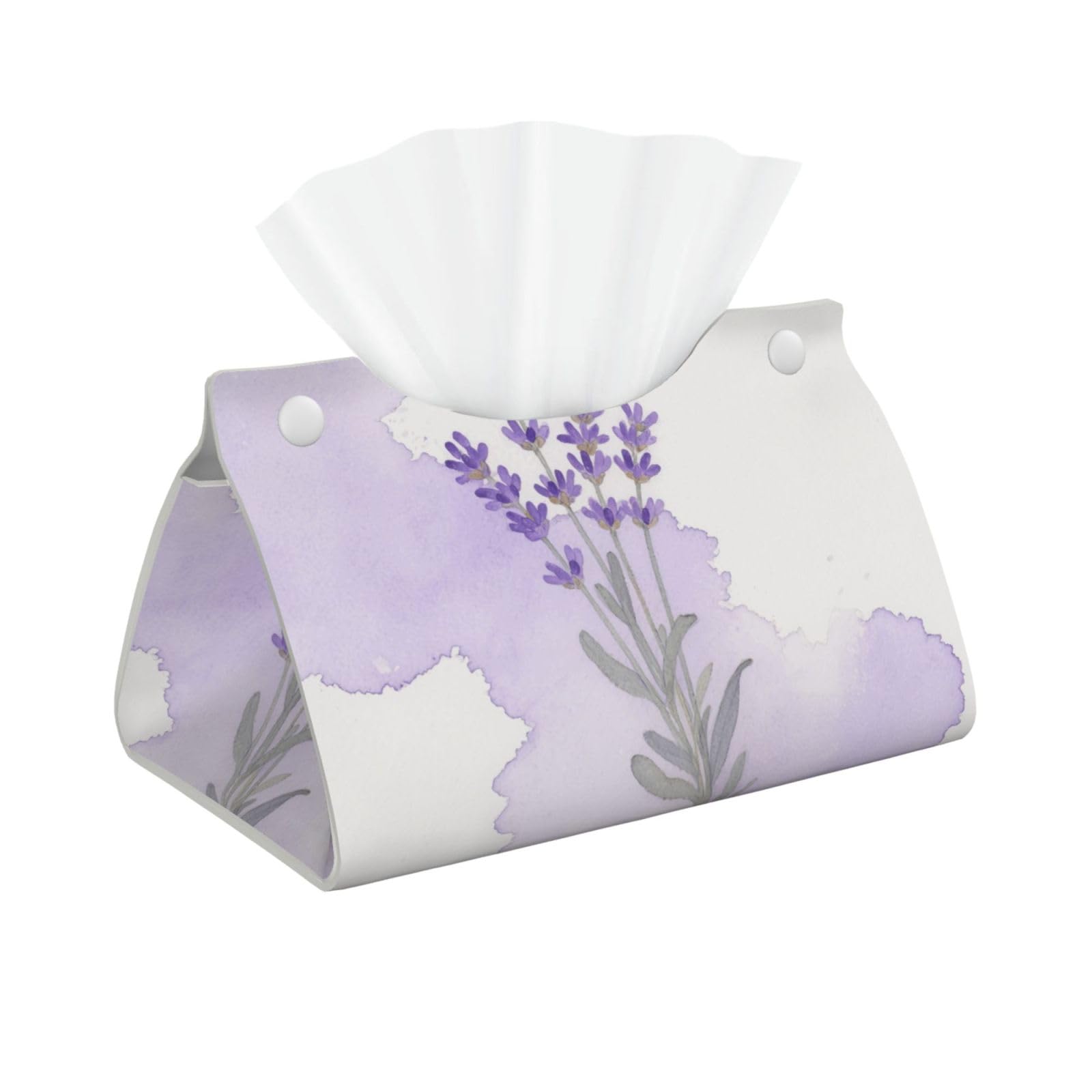Pu Leather Tissue Box Cover, Watercolor Flower Rectangle Tissue Case Covers Decorative Tissue Box Holder Waterproof Tissue Holder Organizer for Bathroom Home Office