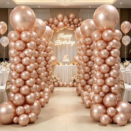 Image of Champagne Gold Chrome Balloons 50 Pcs (12 Inch) | Metallic Latex Balloon for Birthday Decoration, Anniversary, Engagement, Wedding, Baby Shower, Bridal Shower, Graduation | ARV Zone