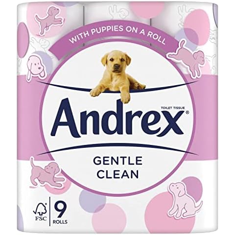 Andrex Gentle Clean Toilet Rolls - 9 Toilet Roll Pack - Bulk Buy Toilet Paper - Gentle and Soft on Your Family's Skin - Dermatologically Tested Cover
