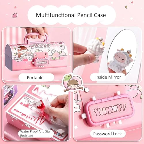 Image of New Cartoon Theme Pencil Box with Push Pull Eraser Set for Kids | Suitcase Style Password Lock Stationery Organizer | School Supplies Gift Combo for Boys & Girls (Dark Space-APB PENCHIL BOX NEW)