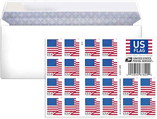 10# Business Envelope Additional 2018 Forever Postage Mailing Stamp (1 Booklet of 20 Stamps)