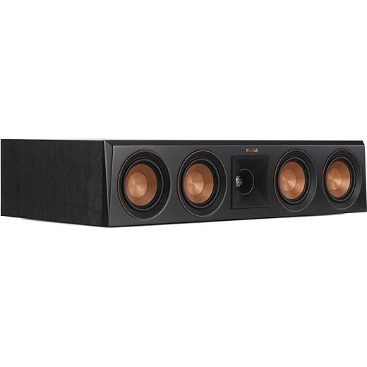 Klipsch Referencia Premiere RP-404C II - Altavoz de canal central con diseño sellado de poca profundidad y woofer cerametálico de 4 pulgadas para diálogo de cine en casa transparente en ébano