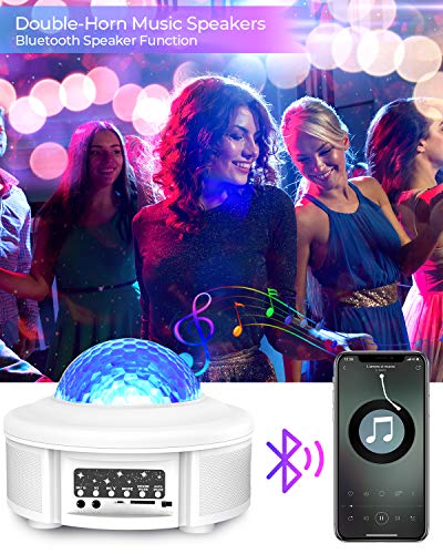 Proiettore Stelle Lampada 360 Rotazione 33 Modalit Altoparlante Musicale Bluetooth con Timer Telecomando Cielo Stellato Luce Notturna Regalo per bambini Adulti Compleanno Party Natale (Bianco) - Image 4