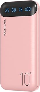 Power Bank 10000mAh Mobile Phone Portable Charger External Battery Pack with 2 USB 2.4 A Outputs and USB C Input Compatible with Huawei iPhone 12 11 X iPad Samsung Galaxy S20 Android Tablet (Pink)