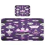 Kühlende Baby-Matratze, Urin-Training, 71,1 x 132,1 cm, wiederverwendbar, Halloween, violett, Totenkopf-Pads, waschbar, für Babys und Kleinkinder