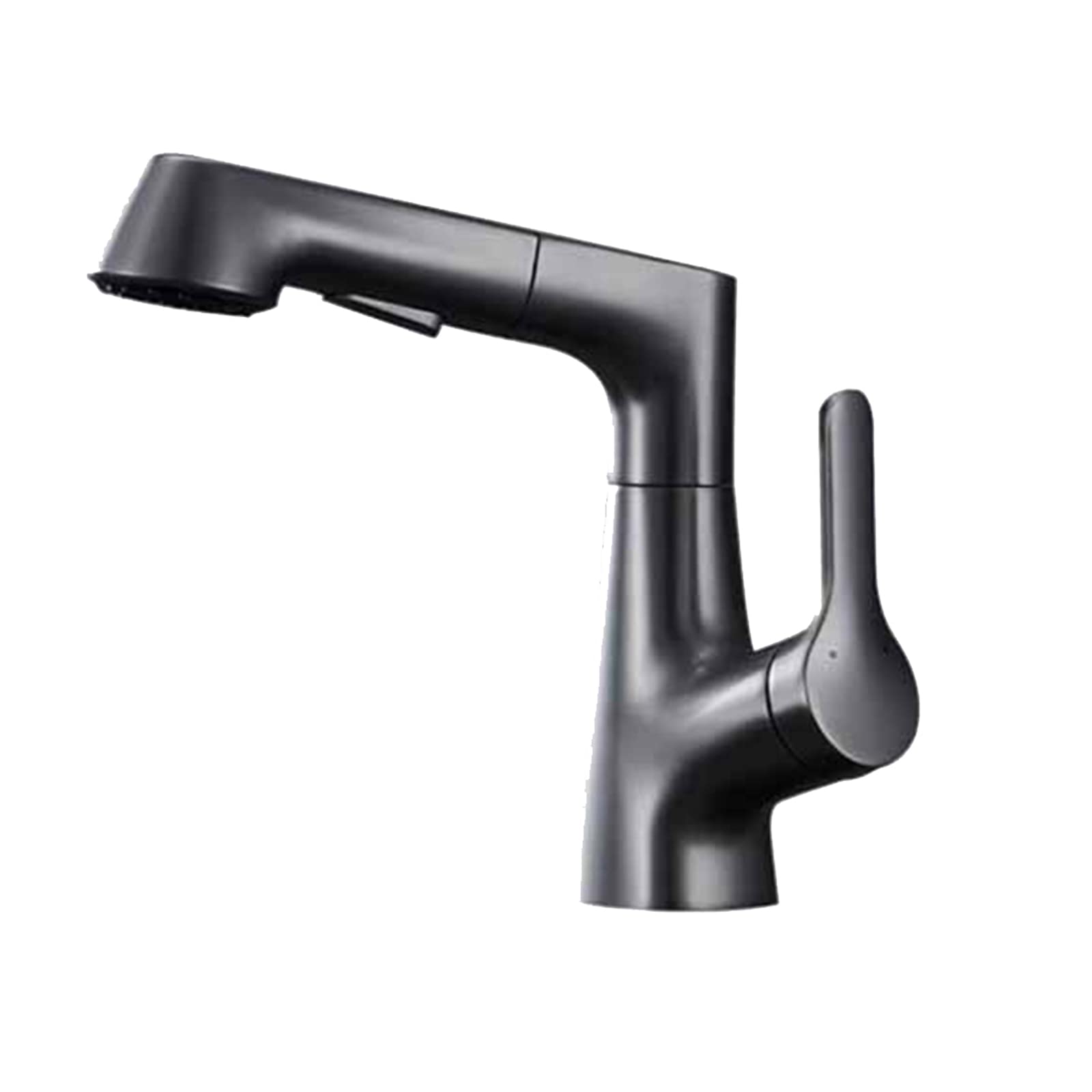 Bathroom Sink Faucet with Pull Down Sprayer Liftable Brass hot and Cold Single Handle Hole Retractable, for,Grey(Gris)