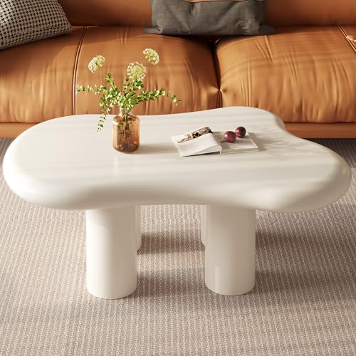 Guyii Table Basse Cloud, Salon Central Minimaliste Table Basse irrégulière à Quatre Pieds (Blanc 0,9 m)