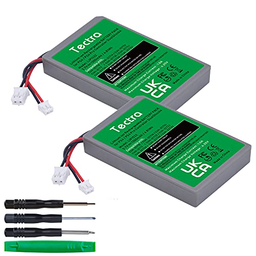 Tectra 2-Pack 1300mAh LIP1522 Battery for Sony Playstation 4 PS4 and PS4 pro Dualshock 4 CUH-ZCT1E CUH-ZCT1H CUH-ZCT1U CUH-ZCT2 or CUH-ZCT2U Wireless Controller (Big and Small Plug)