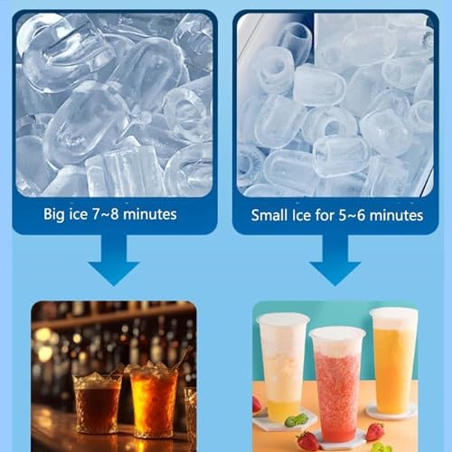 Fabricadora portátil de cubos de hielo para encimera, con cuchara y canasta para hielo, dos tamaños de cubos, control inteligente, para hogar/cocina/oficina/RV miniatura 3