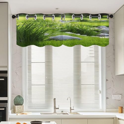 Cenefa opaca verde primavera que bloquea la luz en ventanas de baño y cocina 4