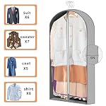 3 Pcs Garment Bags, 40" & 50" PEVA Moth-Proof Breathable Dust Cover, Hanging Clothes Covers with Bedroom, Suits, Padded Clothes, Shirts Prevent Dust - Image 4