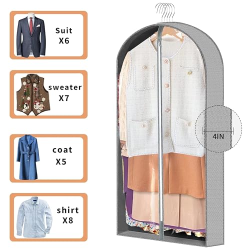 3 Pcs Garment Bags, 40" & 50" PEVA Moth-Proof Breathable Dust Cover, Hanging Clothes Covers with Bedroom, Suits, Padded Clothes, Shirts Prevent Dust - Image 5