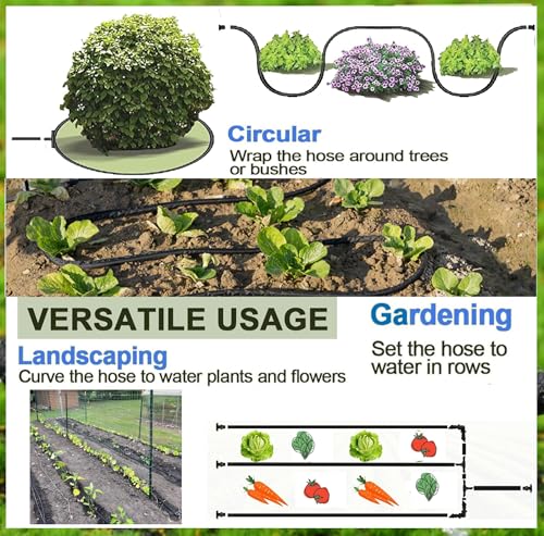 1/4 inch Soaker Hose Tubing for Drip Irrigation, 100FT Garden Beds Soaker Irrigation Tubing Hose with Various Accessories Rubber Longer Lasting Drip Irrigation Save 70% of Water for Garden and Yard by Hkvoxim - Used condition - Image 3