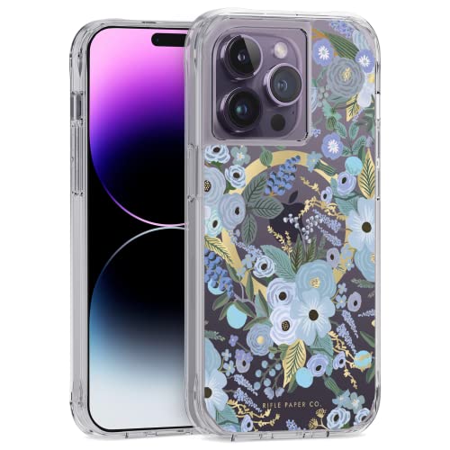 Rifle Paper Co. iPhone 14 Pro Case [Compatible with MagSafe] [10FT Drop Protection] Cute iPhone Case 6.1" with Floral Pattern, Anti-Scratch Tech, Shockproof Material, Slim Fit - Garden Party Blue by Case-Mate - Used condition - US$6.99