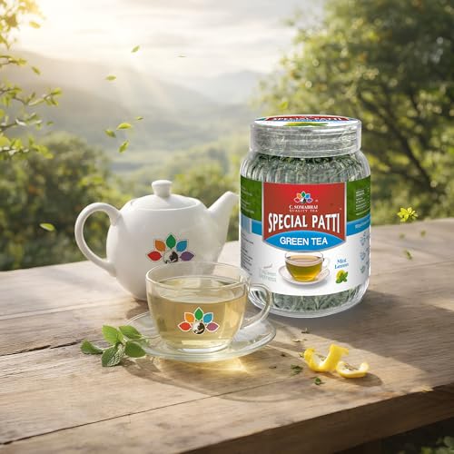 Image of C. Somabhai Lemon Mint Green Tea 200g (2x100g) | Natural Flavoured Green Tea | Antioxidant Rich | Refreshing & Soothing | Loose Leaf Tea for Daily Wellness & Weight Management