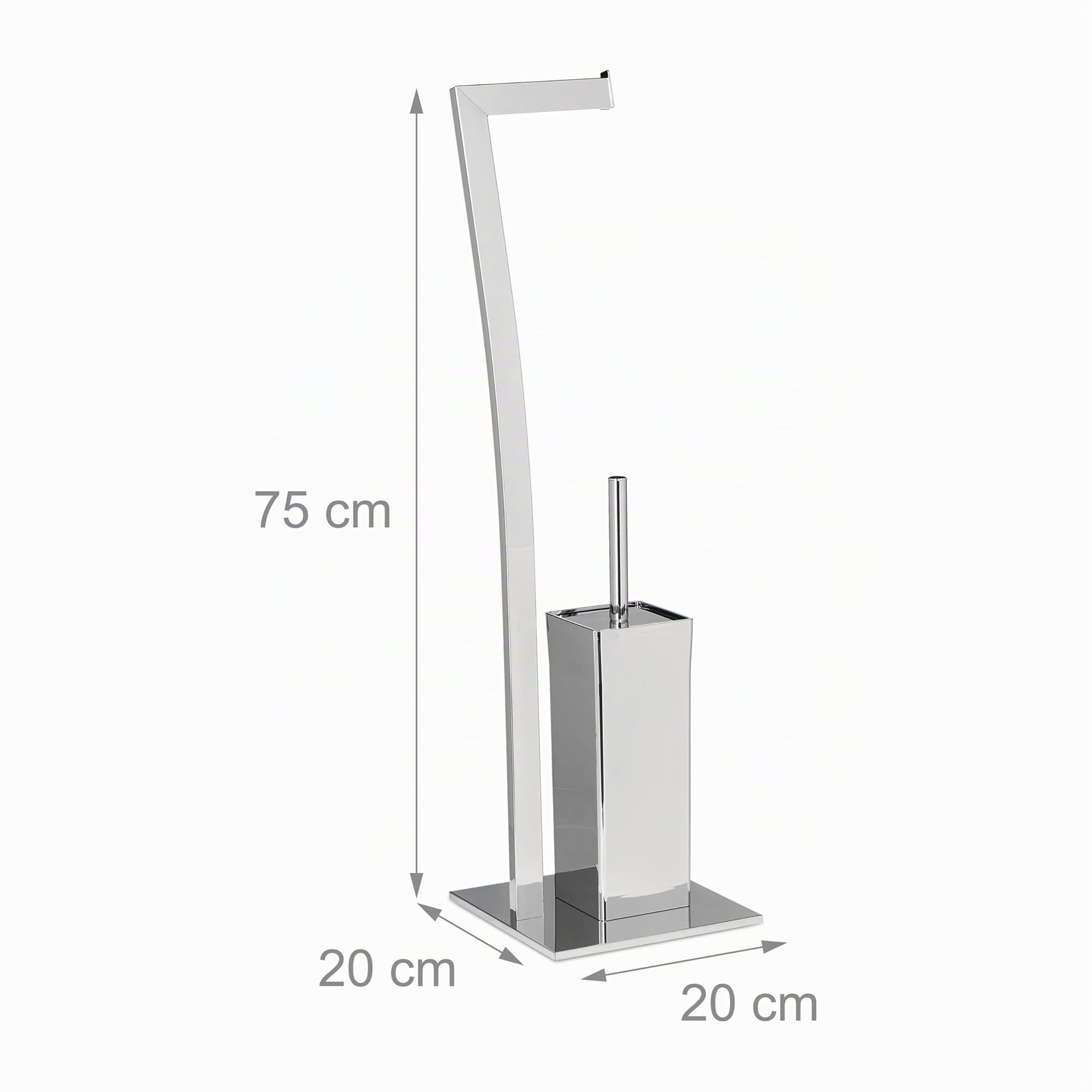 2 Elementi, Set da Bagno, Portasciugamani a 2 Braccia, Portarotolo, Portascopini, in Acciaio Inox, Look Moderno, Argento