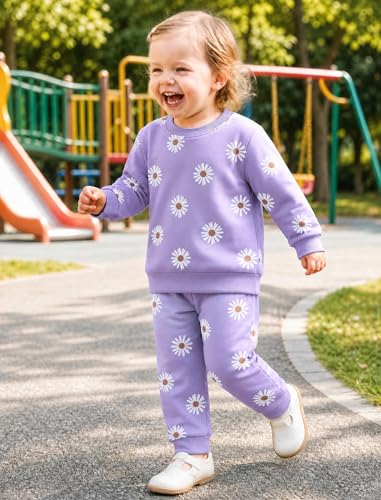 Image of Jecson Baby Girl Clothes Toddler Outfits Quilted Heart Sweatshirt & Jogger Pants Fall Winter Sweatsuit 2Pcs Sets 3M-4T