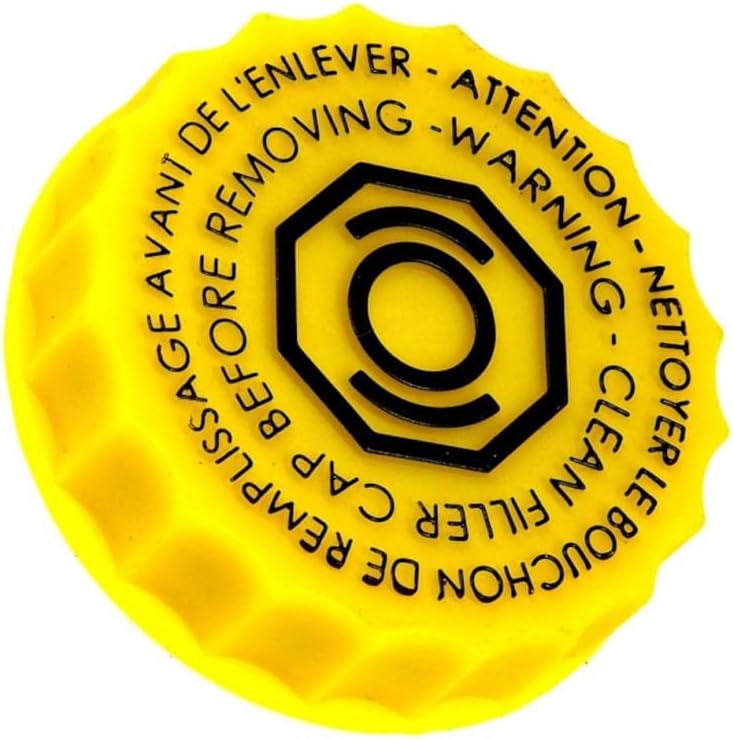 KarParts360 For Chrysler Voyager 2002 2003 Master Cylinder Cap | Plastic, Rubber | Gloss Finish | Yellow | Screw-On Attachment | Round Shape