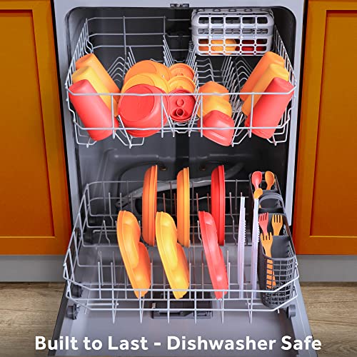 Re-Play 7" Divided Toddler 3 Pack Plates With Deep Sides And Three Compartments For Easy Self Feeding | Bpa Free | Dishwasher Safe | Fall #TOP6