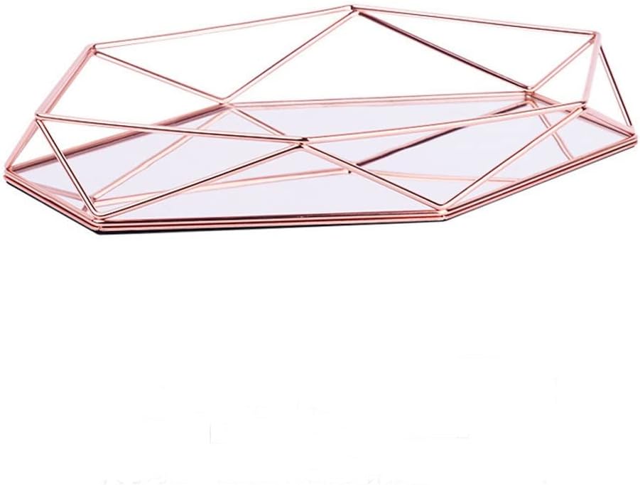 Glass Metal Storage Tray Gold Oval Dotted Fruit Plate Desktop Jewelry Display Tray Mirror (Color : D, Size : 1) (E 1)