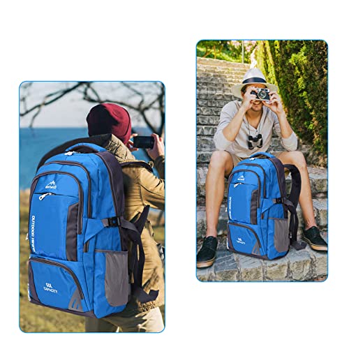 Brecirh 60L Waterproof Hiking Backpack Lightweight Camping Backpacking Backpack For Women Men Durable Day Pack (Blue, 60L) #TOP7