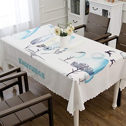 Hewaba Rectangle Printed Luxury Tablecloth - 60"x 104" Polyester Washable Table Cover, Wrinkle Free, Oil-Proof/Waterproof Tabletop Protector for Kitchen Dining Party - Lucky Deer Pattern