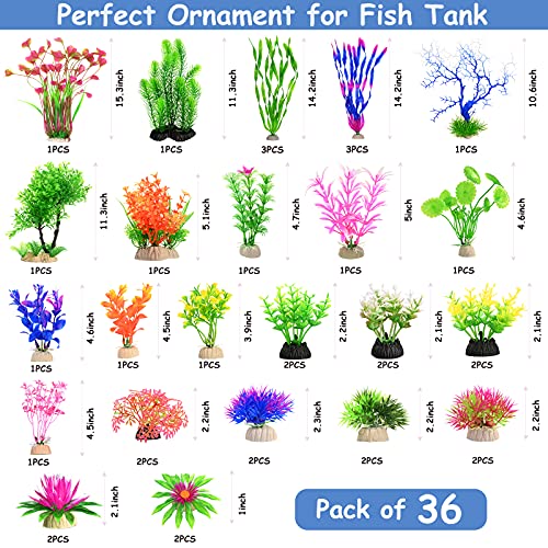 36 pezzi di plastica piante acquatiche decorazione...