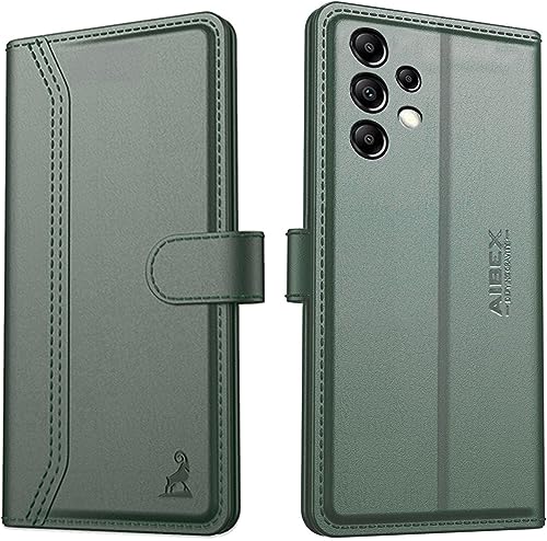 Image of AIBEX Compatible for Samsung A23 5G Flip Cover Leather Finish | Inside TPU with Card Pockets | Wallet Stand | Complete Protection Flip Case - Green