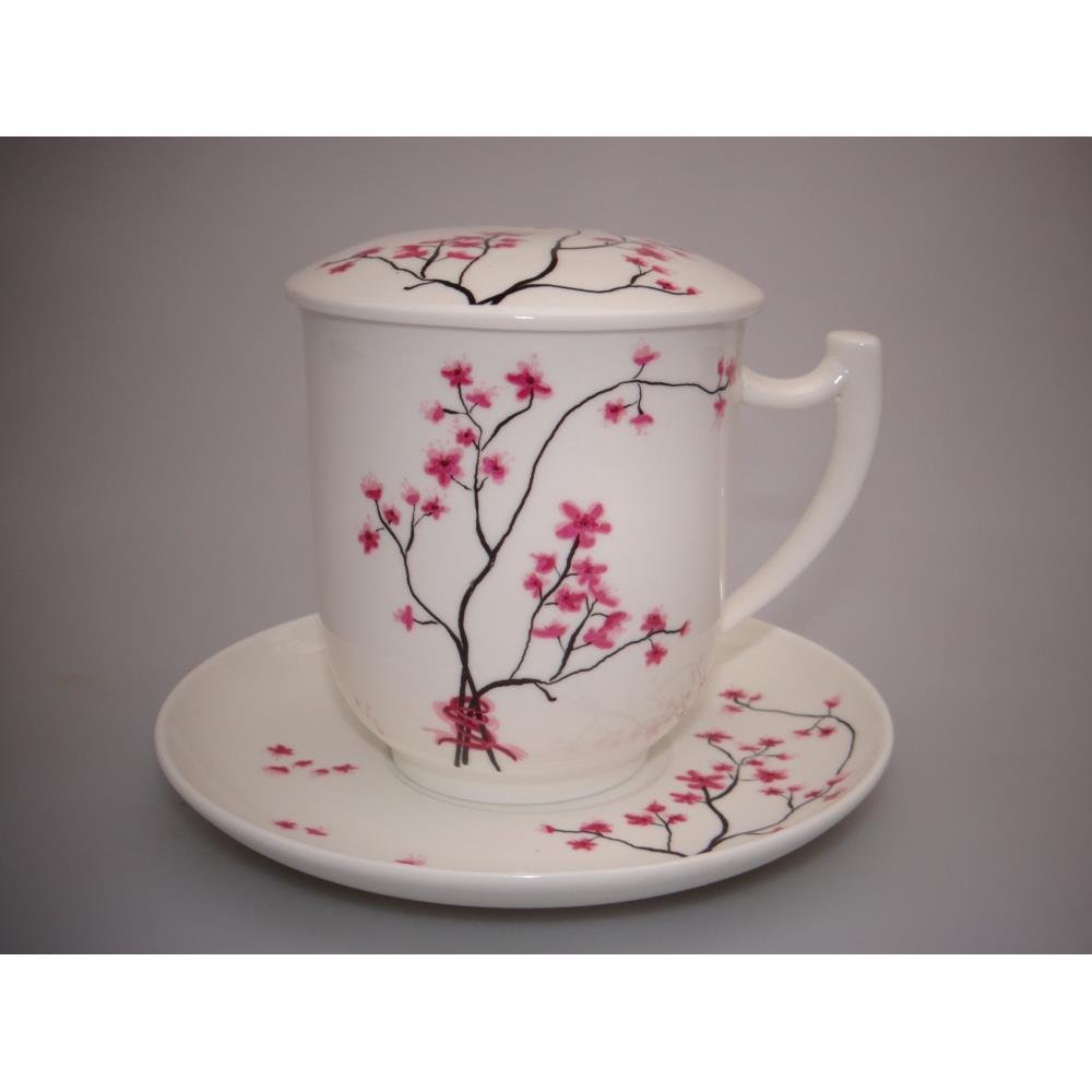 TeaLogic Fine Bone China Loose Tea Mug Cherry Blossom