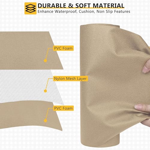 Image of WochiTV Shelf Liner for Cabinets, Drawer Non Adhesive Non Slip Foam Mat for Kitchen, Pantry, Bathroom, Cupboard, Garage, Closet, Shelves, Drawer, Tool Box, Tan 11.8 x 59 inches